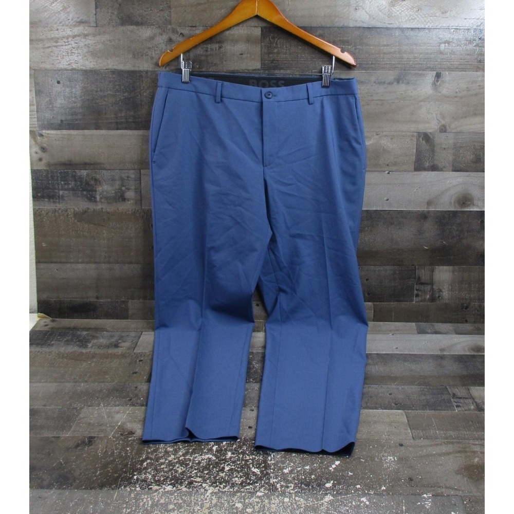Hugo Boss Pants Mens 38x31 Blue Tech Wool Stretch Dress Performance Flat Front